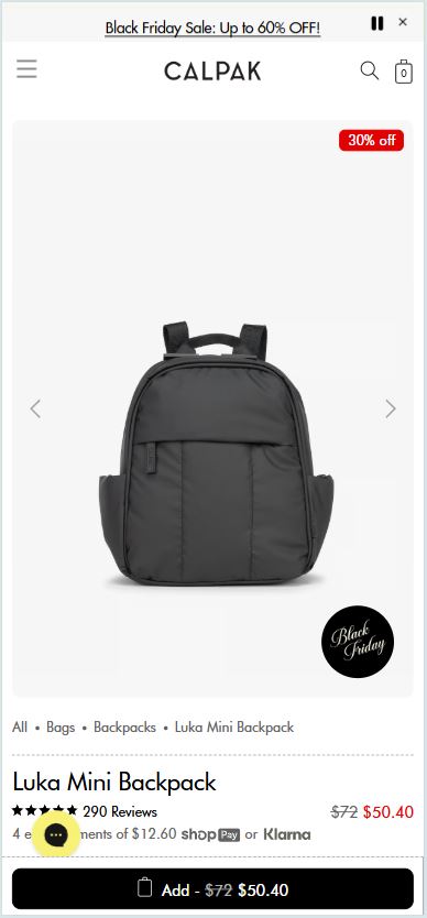 CalPak product display page