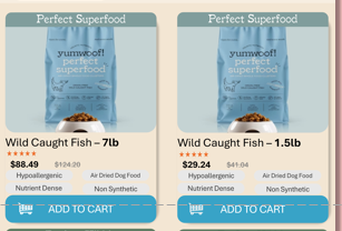 Corner treatments on product cards in a collections page
